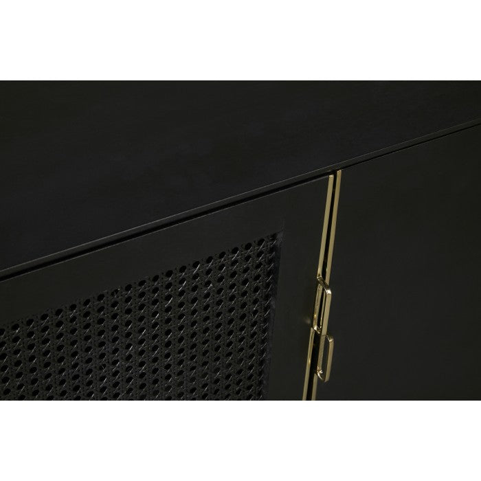Cane + Wood Media Cabinet- Ebony and Brass