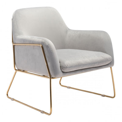 Nichole Velvet Lounge Chair- Gray