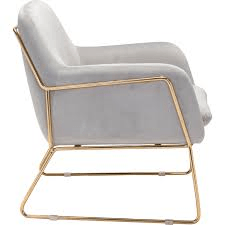 Nichole Velvet Lounge Chair- Gray