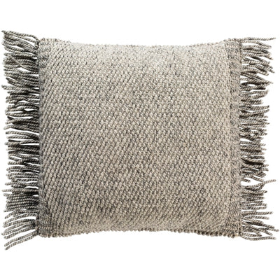 Textured + Fringe Pillow Gray