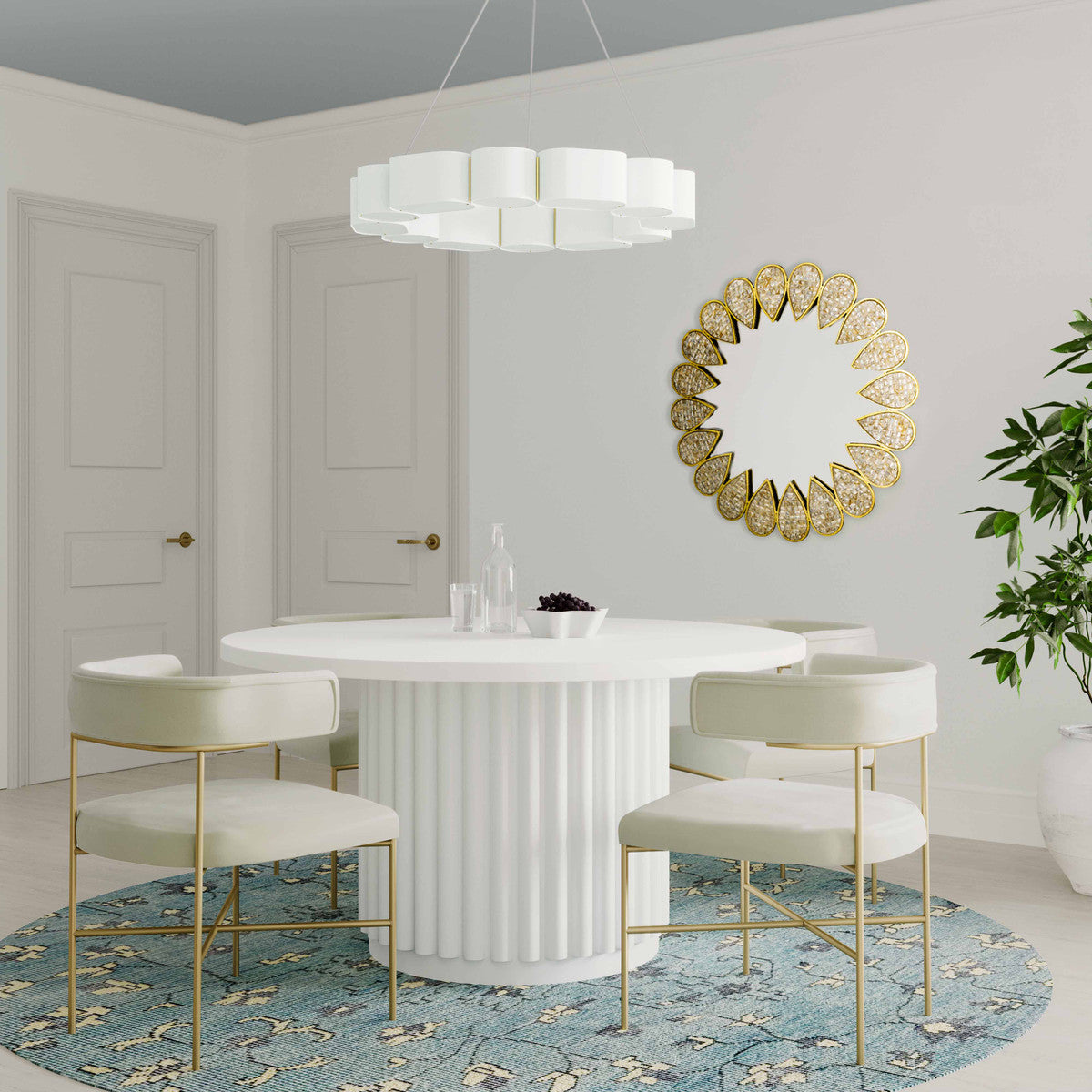 Kali 55" White Round Dining Table