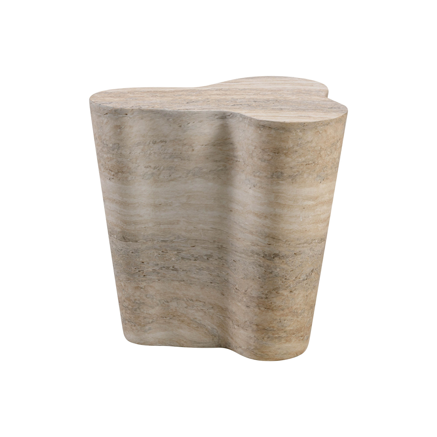 SLAB FAUX TRAVERTINE SHORT SIDE TABLE