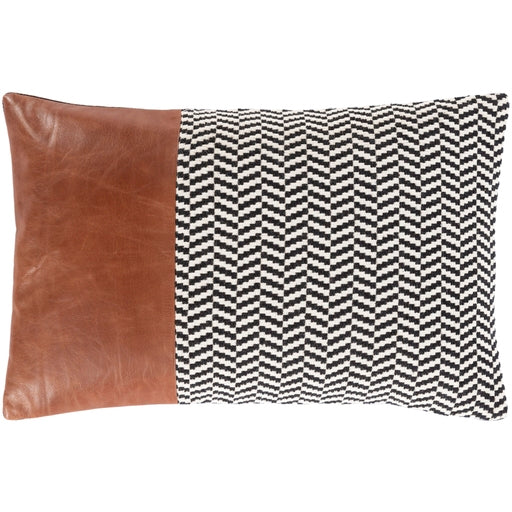 Leather + Woven Lumbar Pillow