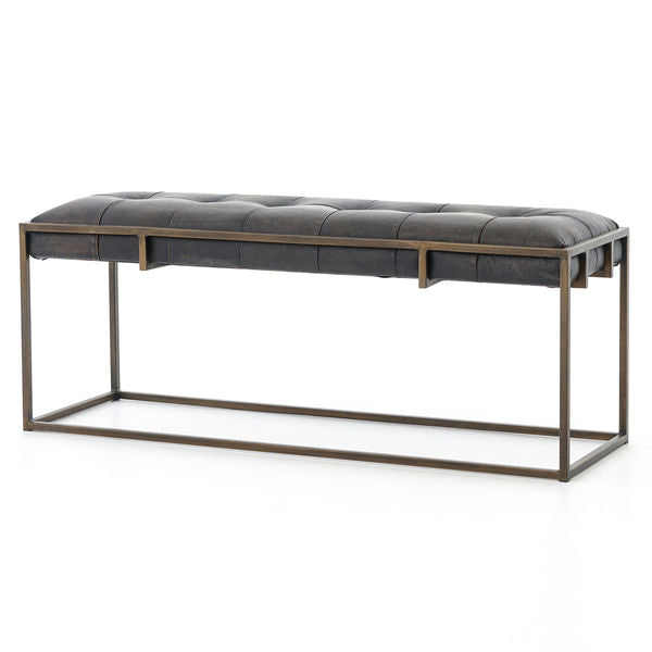 Tufted Top Grain Leather Bench