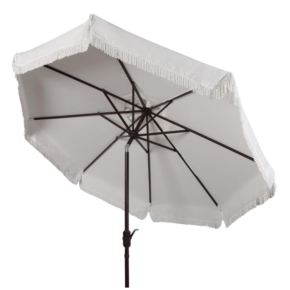 Boho Fringe Umbrella White- 9 Foot