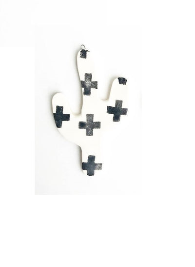 Cactus Handcrafted Ceramic Ornament Black Cross