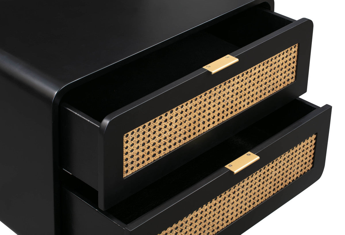 Deco Cane Nightstand- Ebony