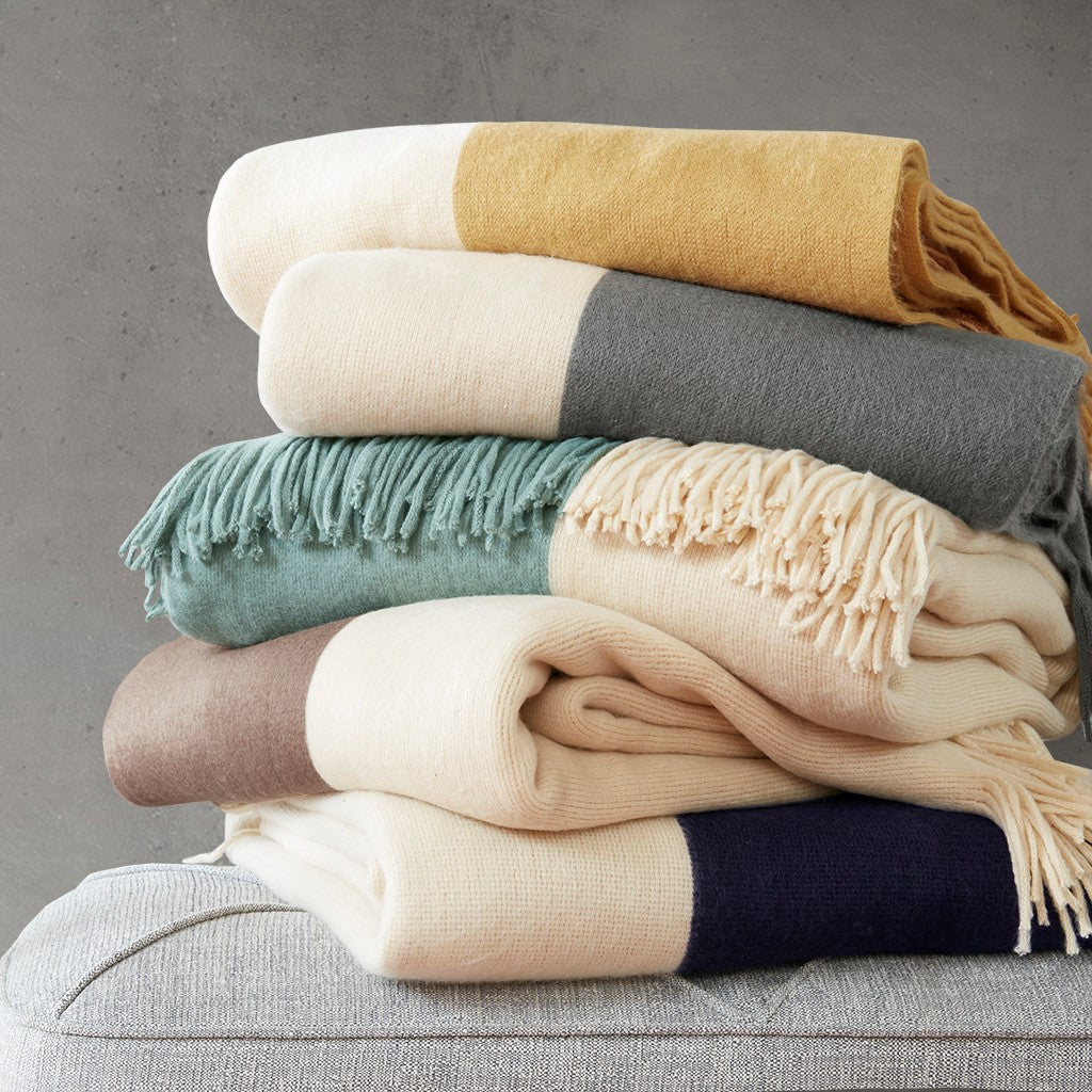 Color Block Throw- Gray