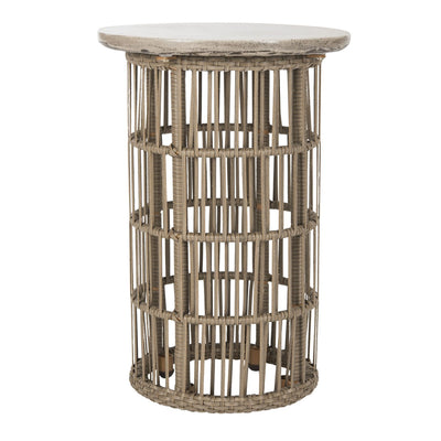Concrete and Rattan Side Table