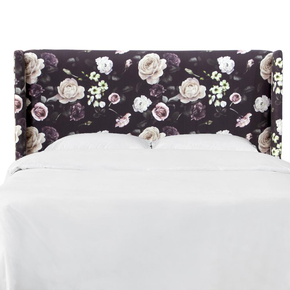 Dark Floral Winged Headboard