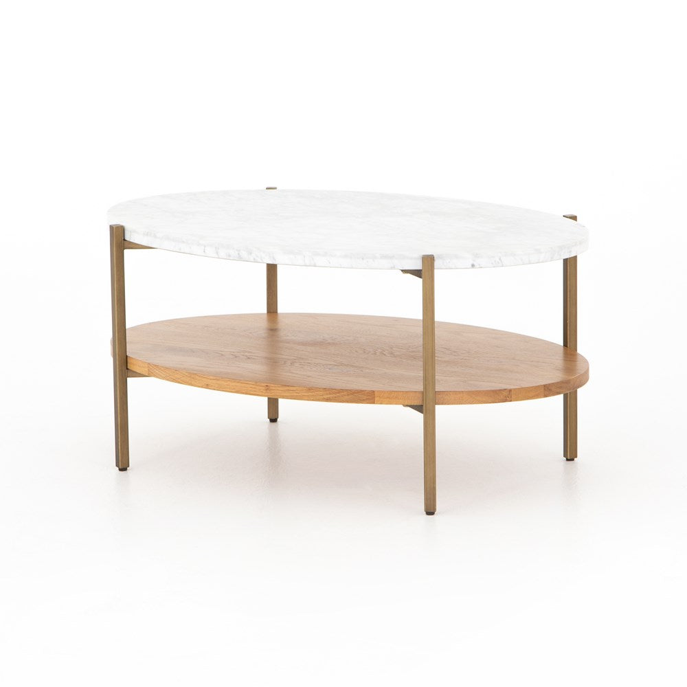 Kennedy Oak + Brass Oval Coffee Table