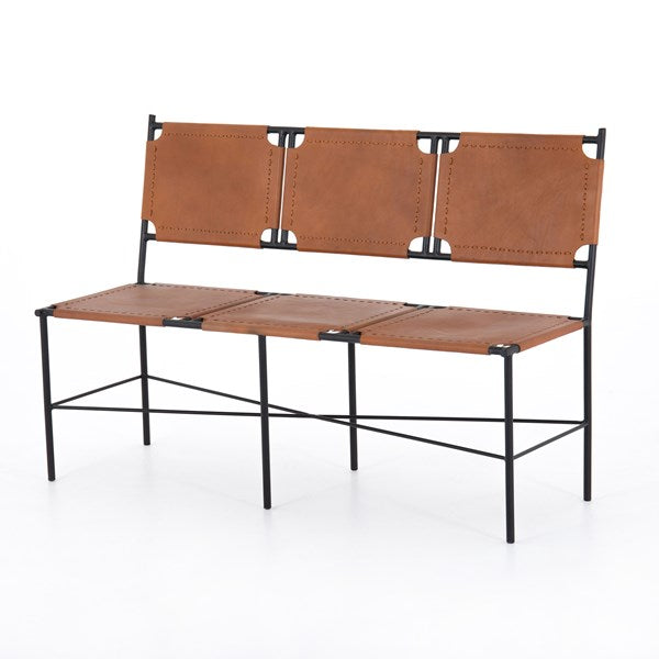 ZEKE ACCENT BENCH-CARAMEL LEATHER