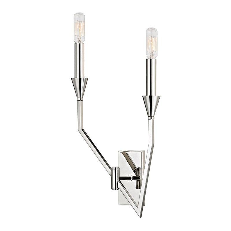 ARCHIE WALL SCONCE POLISHED NICKEL- LEFT