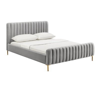 Gabby Tufted Bed- Gray Velvet