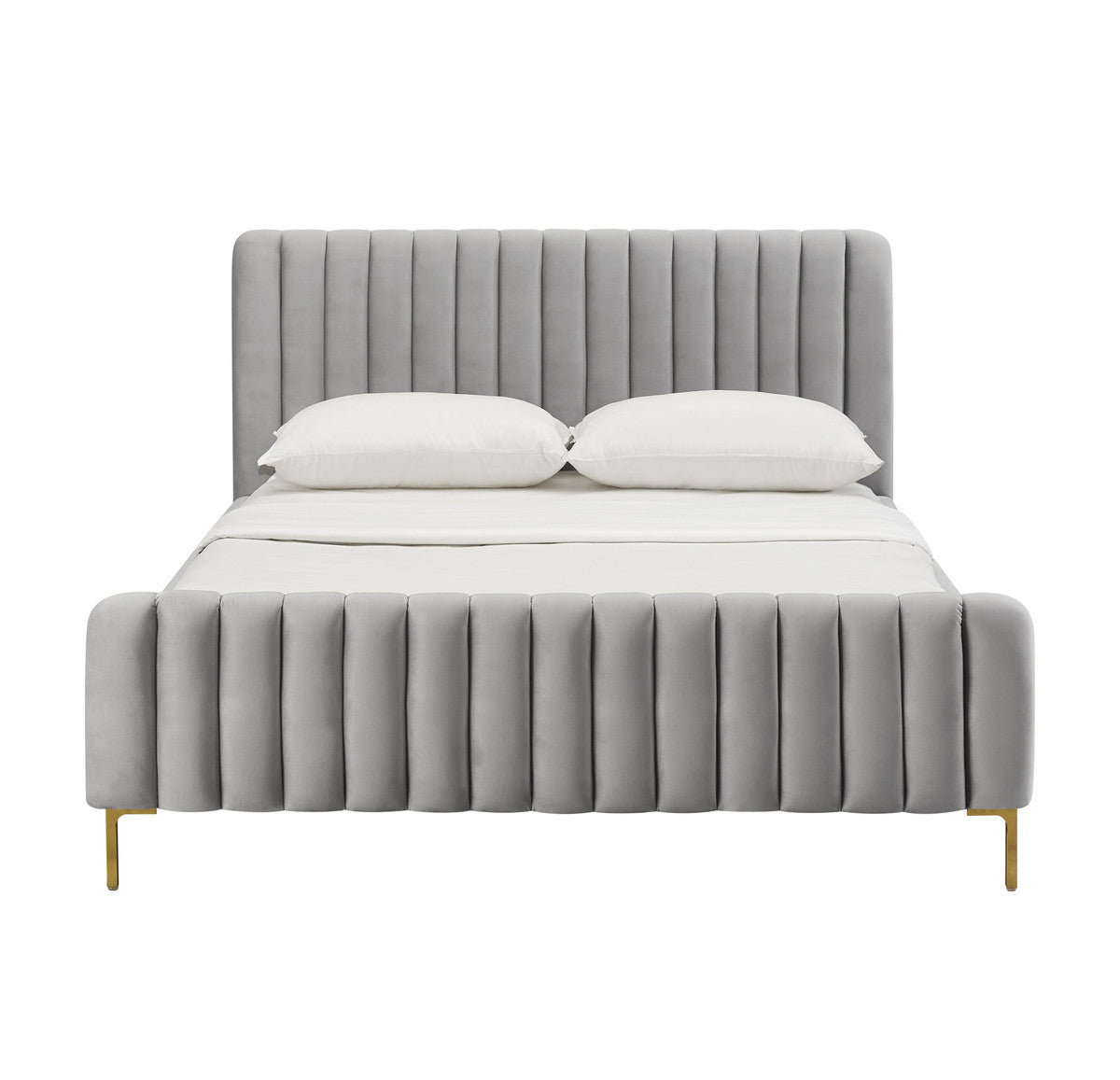 Gabby Tufted Bed- Gray Velvet