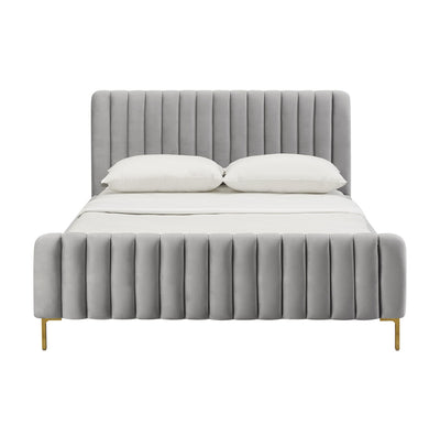 Gabby Tufted Bed- Gray Velvet