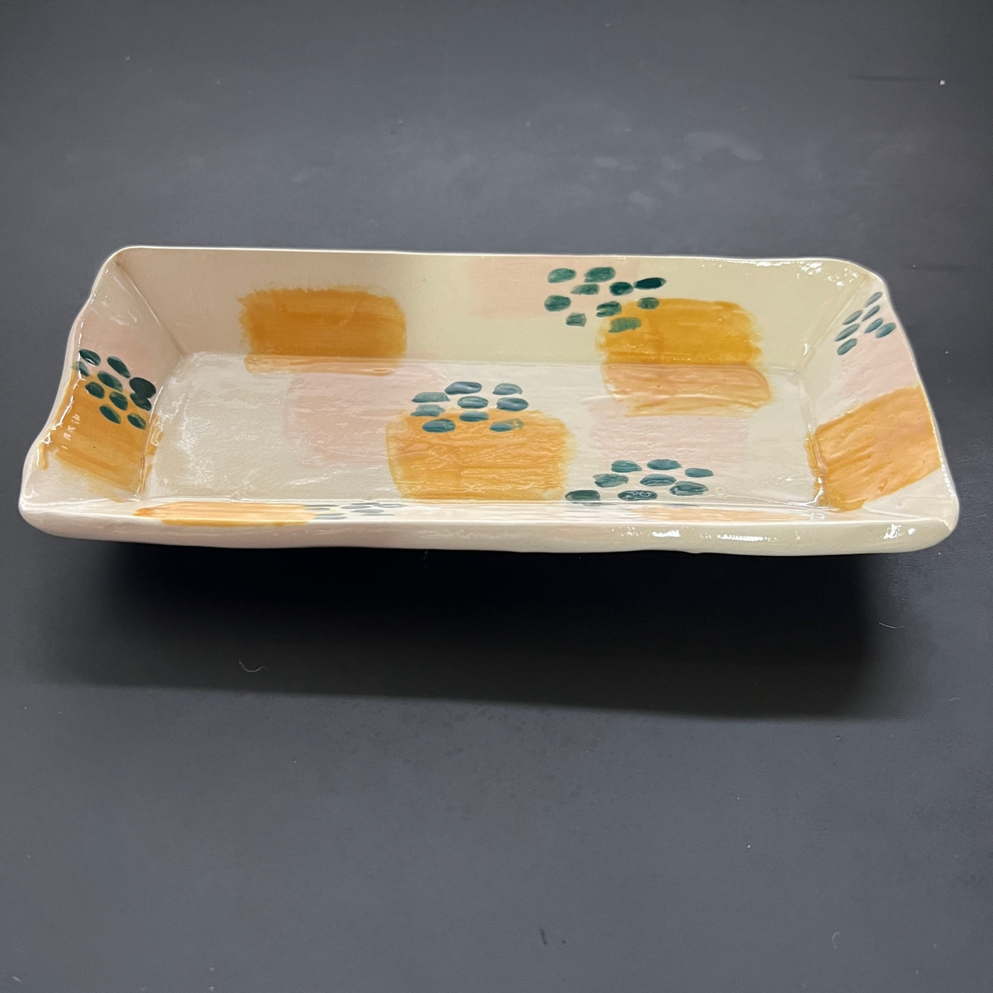 Handcrafted Catch-All Dish Orange / Black Dots
