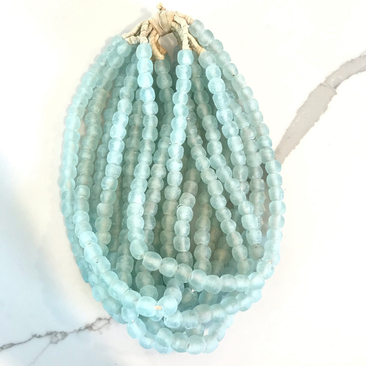 African Recycled Glass Beads- Light Aqua Green