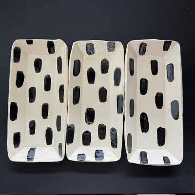 Handcrafted Catch-All Dish Black Dashes