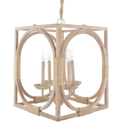 Jute Wrapped Wood Pendant Light