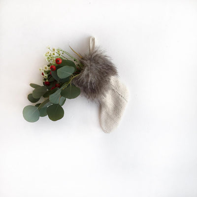 Natural Mudcloth with Faux Fur Trim Mini