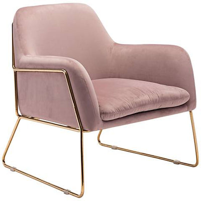 Nichole Velvet Lounge Chair- Blush