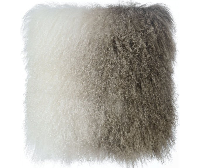 Ombre Tibetan sheepskin Pillow Gray