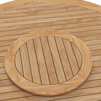 Round Outdoor Patio Teak Wood Dining Table with Lazy Susan