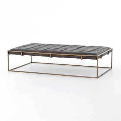 Tufted Top Grain Leather Ottoman Coffee Table- Large