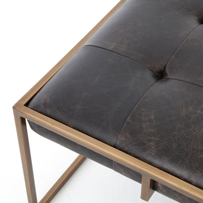 Tufted Top Grain Leather Ottoman Coffee Table- Large
