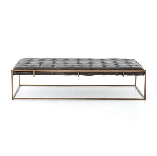 Tufted Top Grain Leather Ottoman Coffee Table- Large