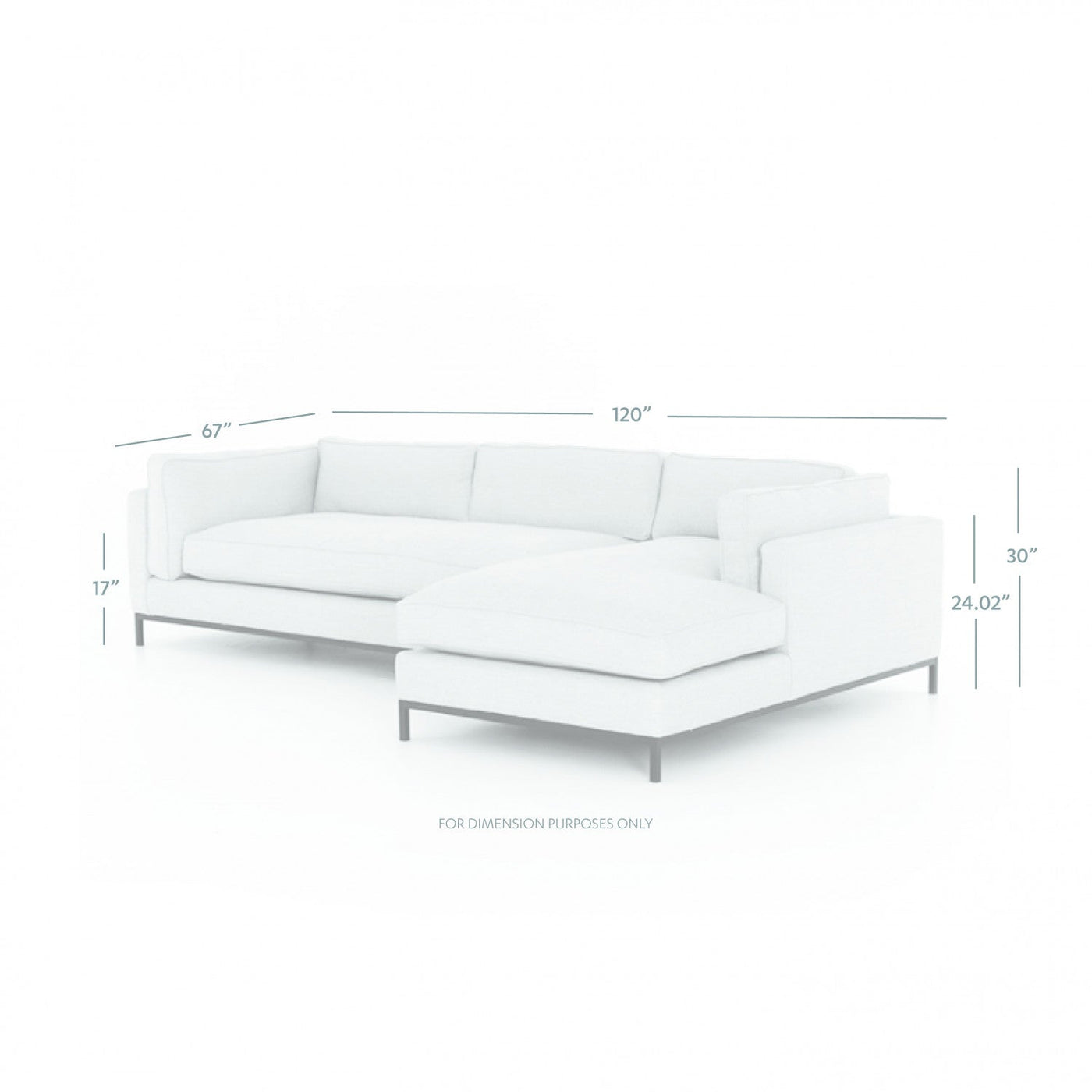 Grant Sectional Sofa with RIGHT Chaise - Charcoal