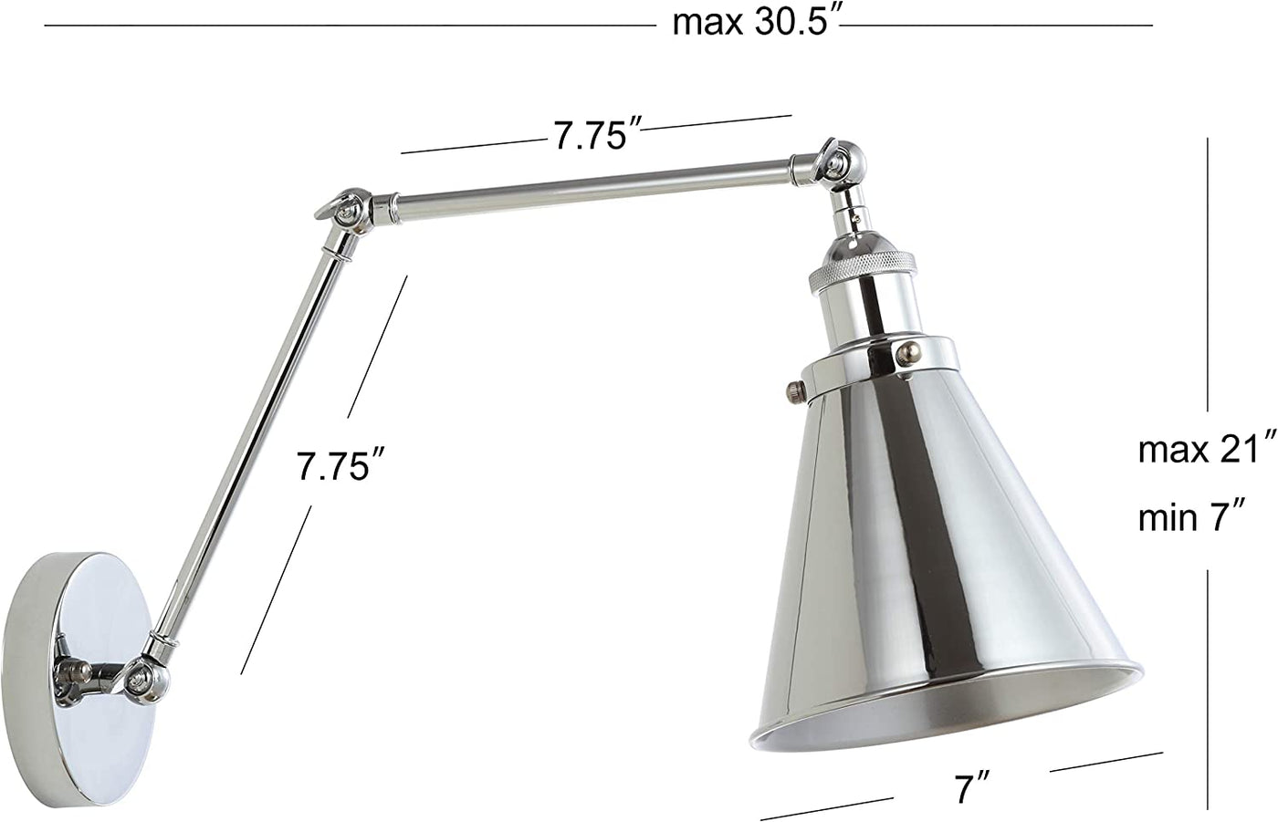 Adjustable Wall Sconce- Polished Chrome Set of 2