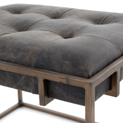 Tufted Top Grain Leather Bench Small