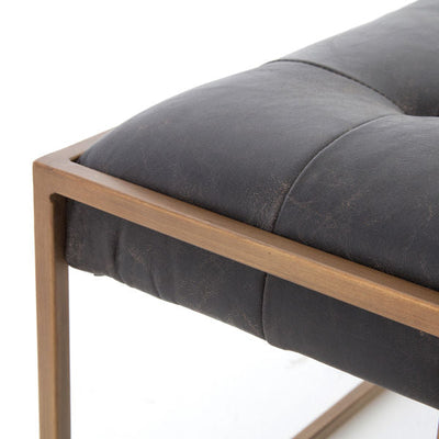 Tufted Top Grain Leather Ottoman Coffee Table- Small