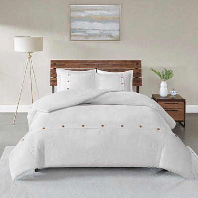 Waffle Weave Duvet Set- White