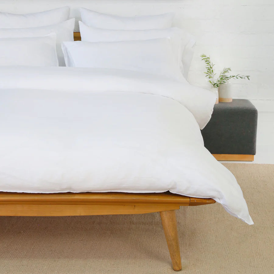 PARKER LINEN DUVET COVER SET - WHITE