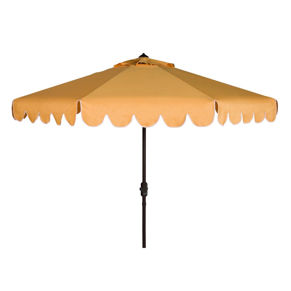 Retro Scalloped Umbrella Yellow- 9 Foot